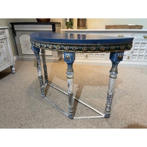 Blue Decorative Semi-Circle Table